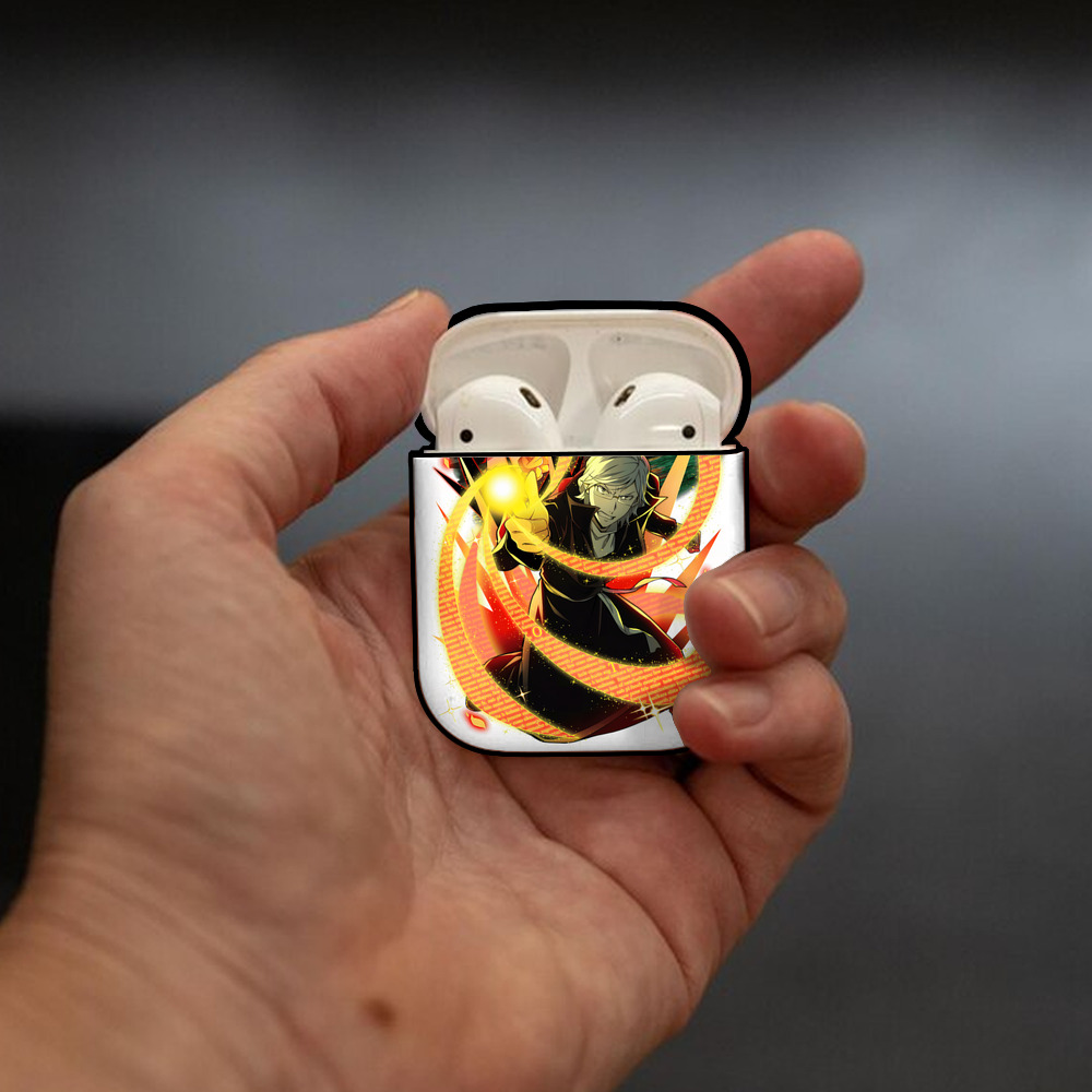 文豪ストレイドッグス Bungo Stray Dogs AirPods 第2世代保護ケース ハードシェル ブラック 耐衝撃・防指紋・カラビナ付き