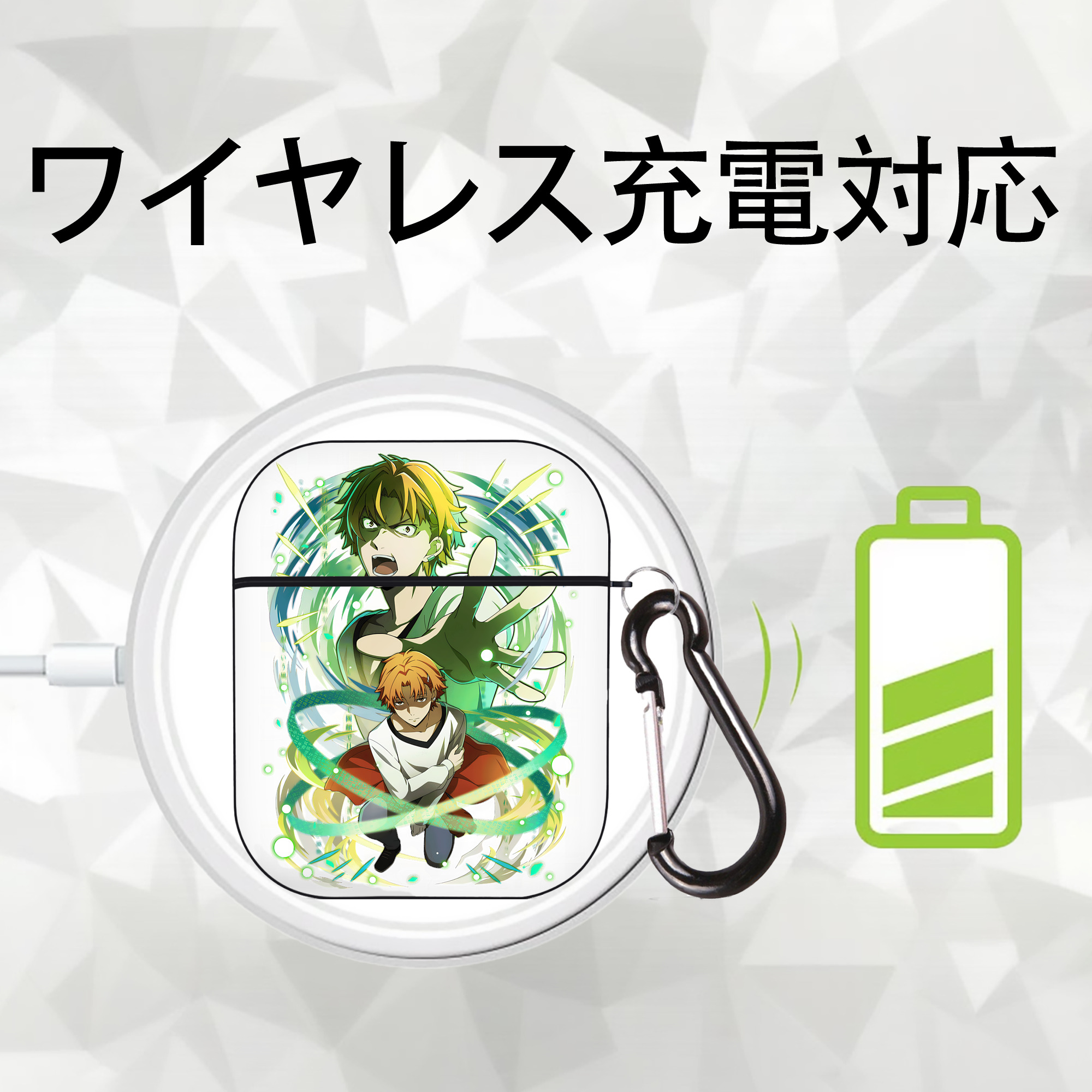 文豪ストレイドッグス Bungo Stray Dogs AirPods 第2世代保護ケース ハードシェル ブラック 耐衝撃・防指紋・カラビナ付き