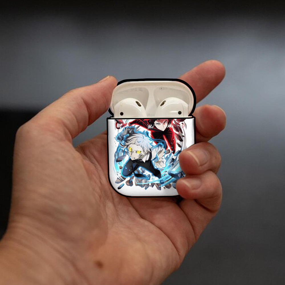 文豪ストレイドッグス Bungo Stray Dogs AirPods 第2世代保護ケース ハードシェル ブラック 耐衝撃・防指紋・カラビナ付き