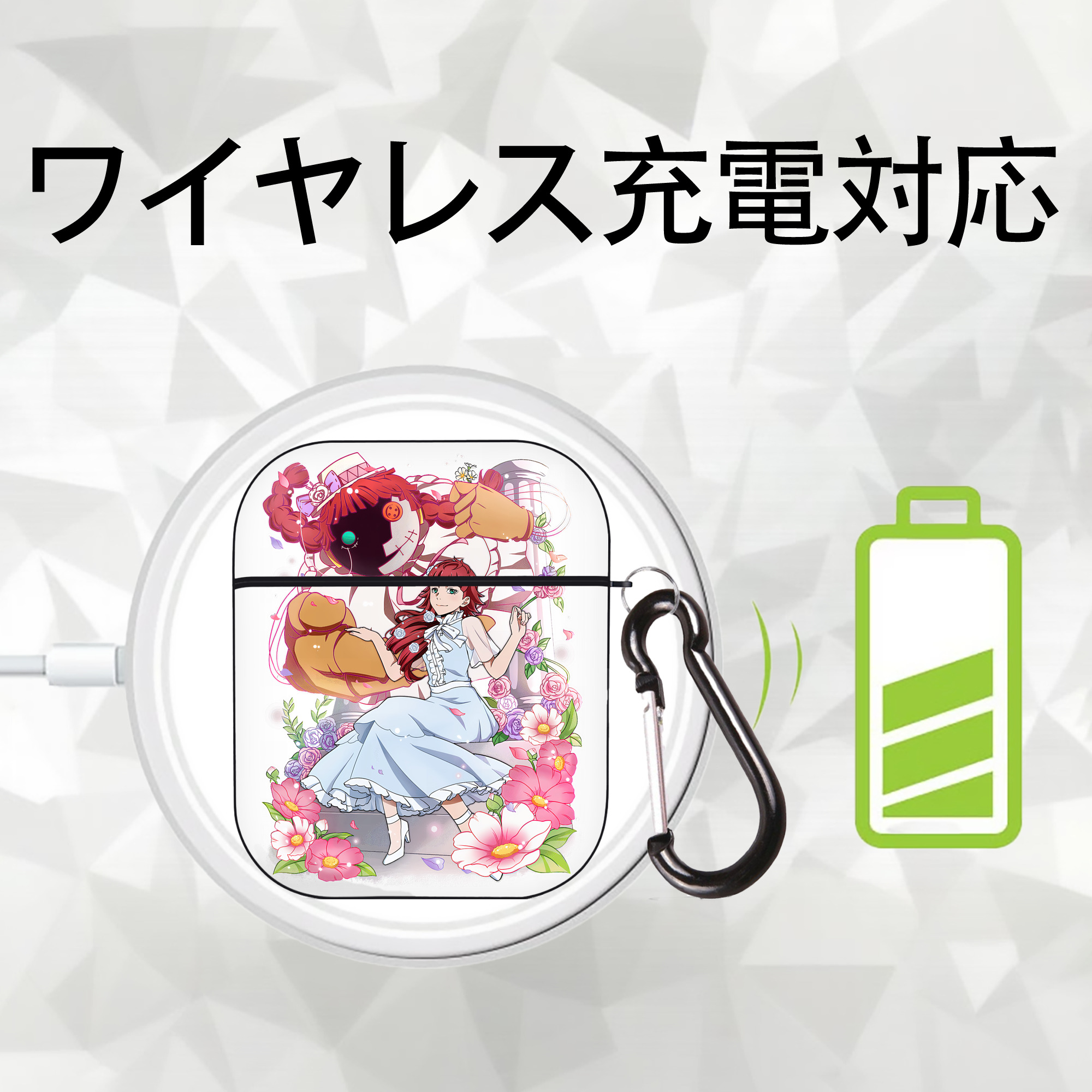 文豪ストレイドッグス Bungo Stray Dogs AirPods 第2世代保護ケース ハードシェル ブラック 耐衝撃・防指紋・カラビナ付き