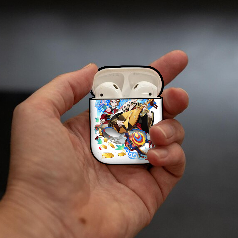 文豪ストレイドッグス Bungo Stray Dogs AirPods 第2世代保護ケース ハードシェル ブラック 耐衝撃・防指紋・カラビナ付き