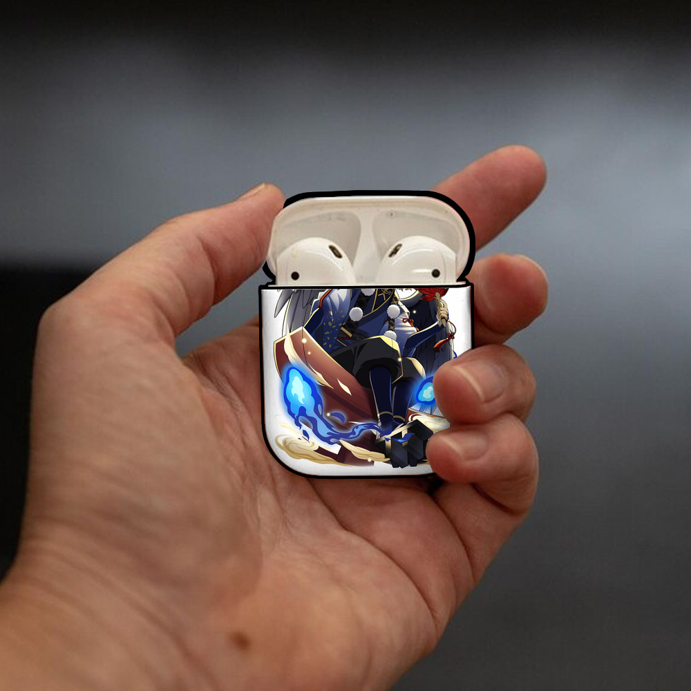 文豪ストレイドッグス Bungo Stray Dogs AirPods 第2世代保護ケース ハードシェル ブラック 耐衝撃・防指紋・カラビナ付き