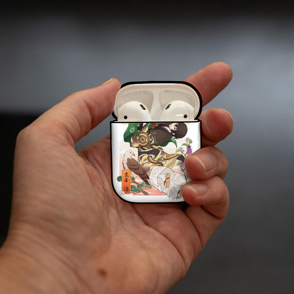 文豪ストレイドッグス Bungo Stray Dogs AirPods 第2世代保護ケース ハードシェル ブラック 耐衝撃・防指紋・カラビナ付き