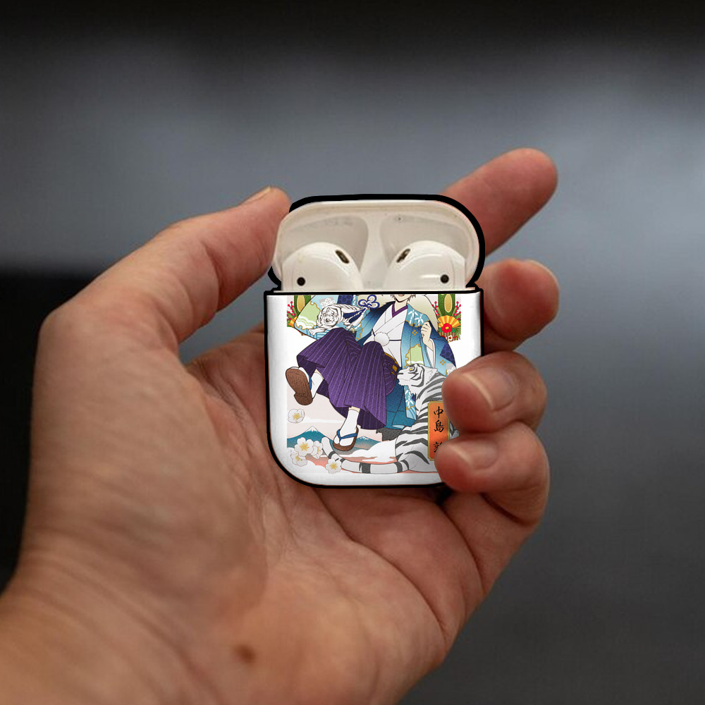 文豪ストレイドッグス Bungo Stray Dogs AirPods 第2世代保護ケース ハードシェル ブラック 耐衝撃・防指紋・カラビナ付き