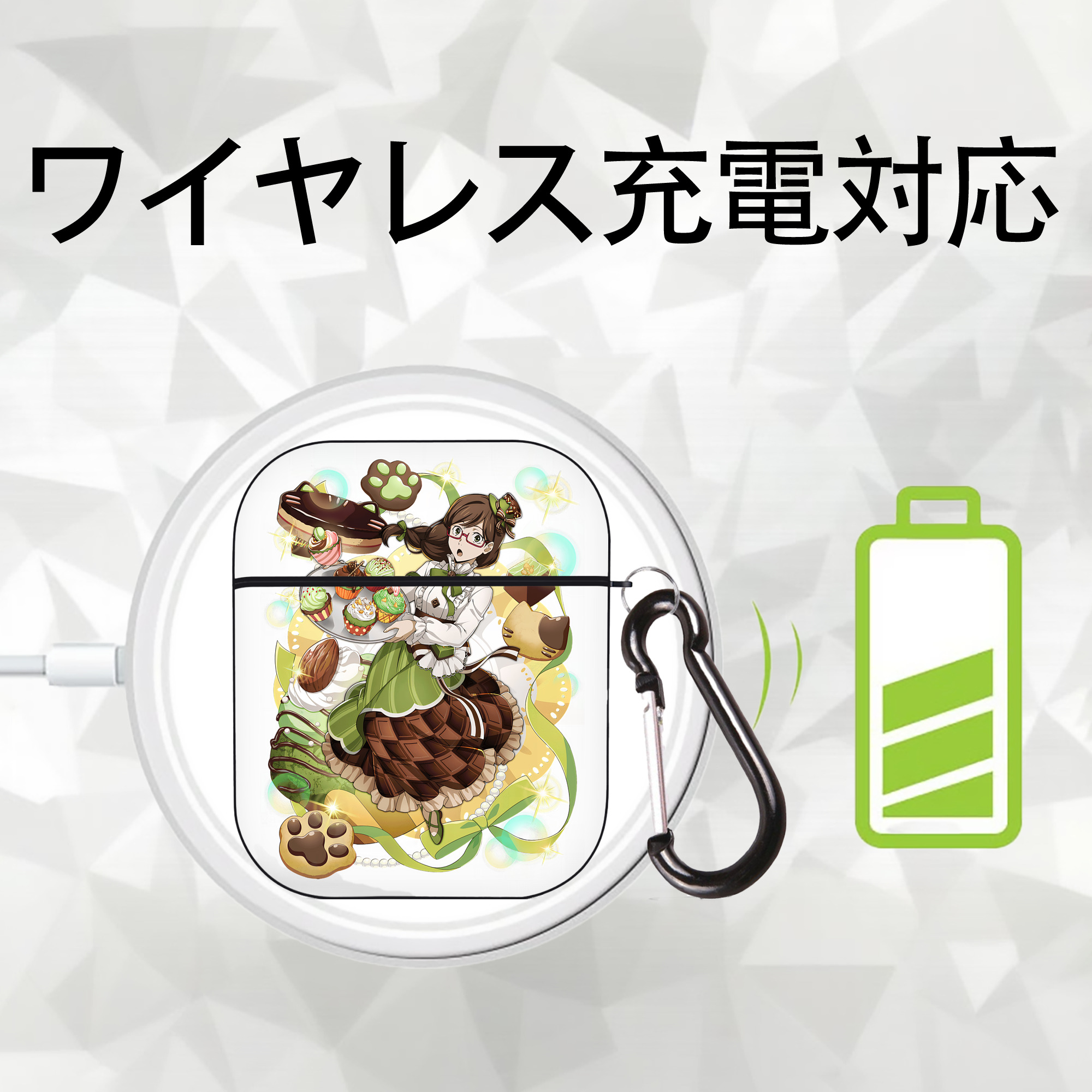 文豪ストレイドッグス Bungo Stray Dogs AirPods 第2世代保護ケース ハードシェル ブラック 耐衝撃・防指紋・カラビナ付き