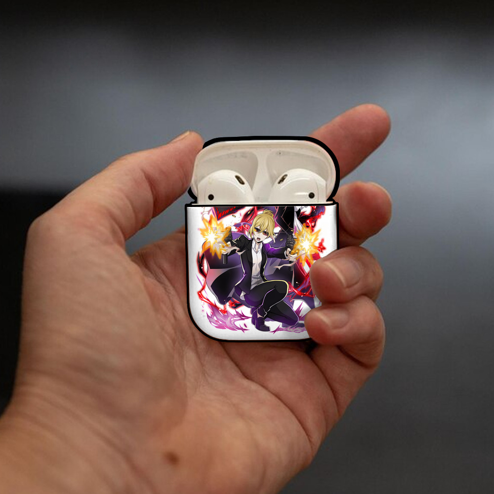 文豪ストレイドッグス Bungo Stray Dogs AirPods 第2世代保護ケース ハードシェル ブラック 耐衝撃・防指紋・カラビナ付き