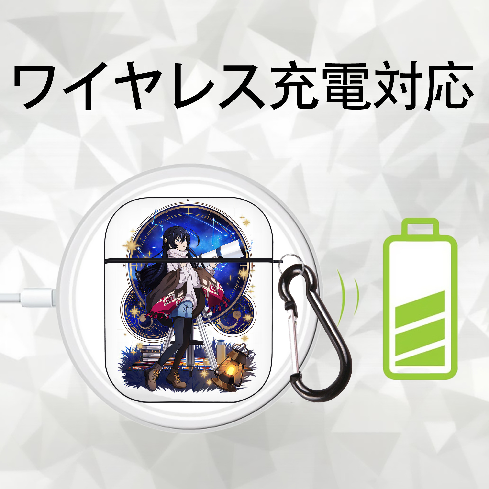 文豪ストレイドッグス Bungo Stray Dogs AirPods 第2世代保護ケース ハードシェル ブラック 耐衝撃・防指紋・カラビナ付き