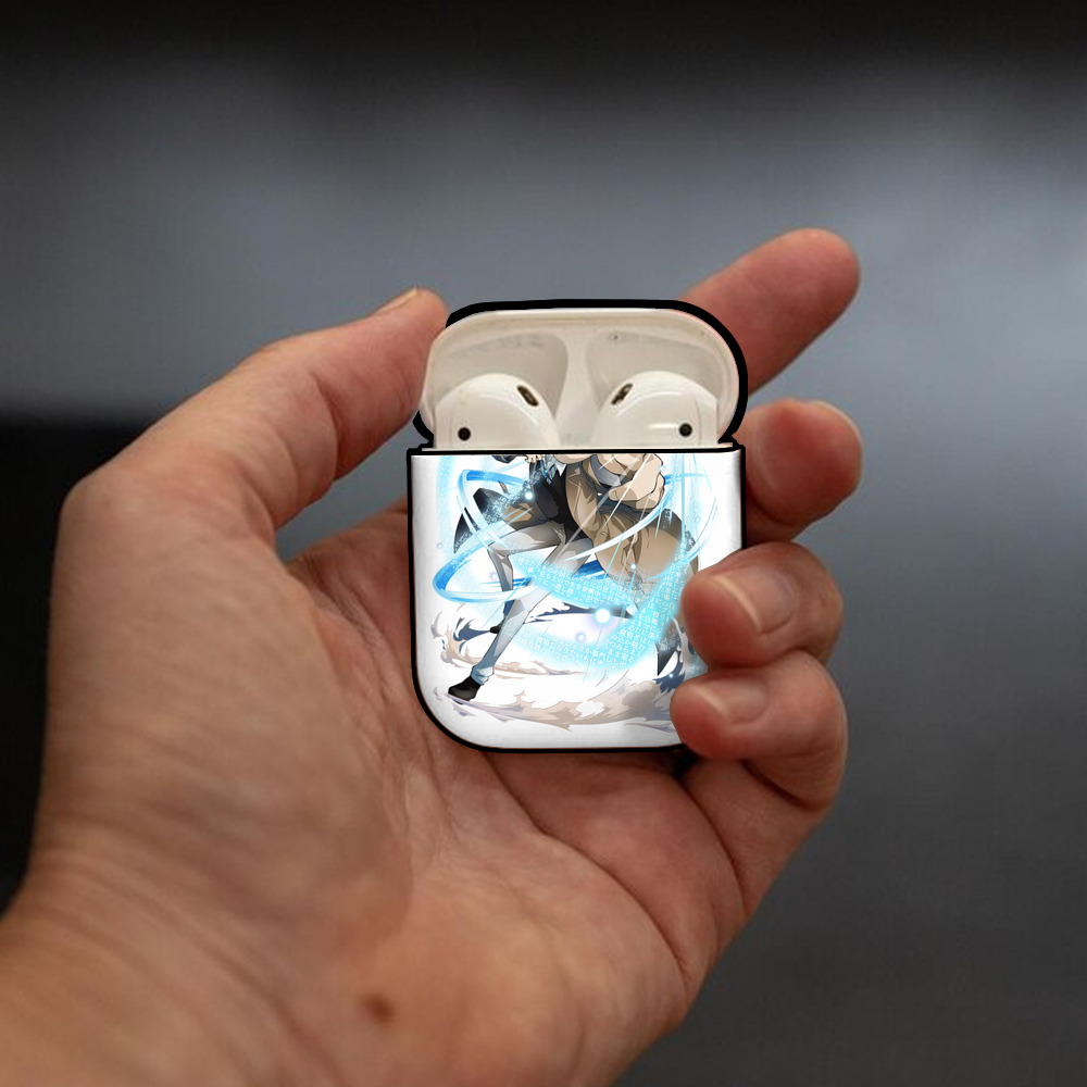 文豪ストレイドッグス Bungo Stray Dogs AirPods 第2世代保護ケース ハードシェル ブラック 耐衝撃・防指紋・カラビナ付き