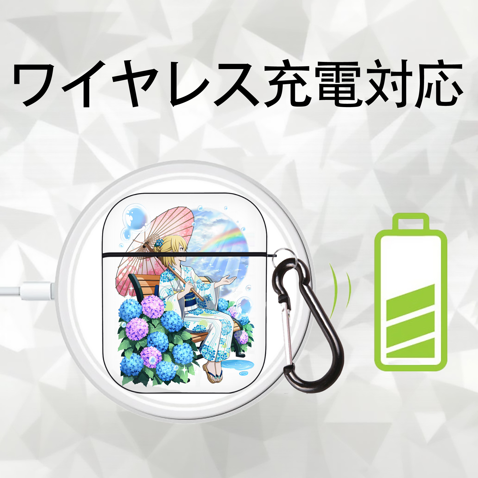文豪ストレイドッグス Bungo Stray Dogs AirPods 第2世代保護ケース ハードシェル ブラック 耐衝撃・防指紋・カラビナ付き