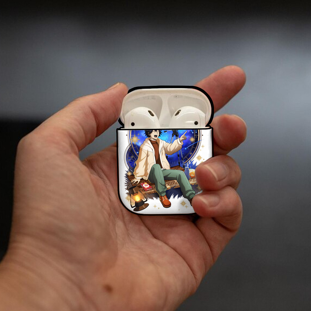 文豪ストレイドッグス Bungo Stray Dogs AirPods 第2世代保護ケース ハードシェル ブラック 耐衝撃・防指紋・カラビナ付き