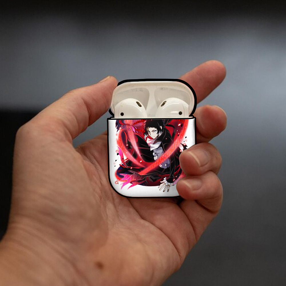 文豪ストレイドッグス Bungo Stray Dogs AirPods 第2世代保護ケース ハードシェル ブラック 耐衝撃・防指紋・カラビナ付き
