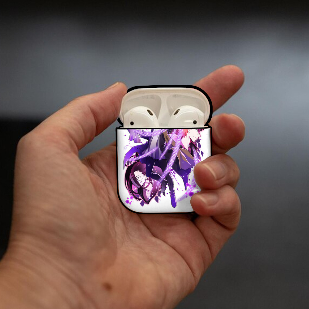 文豪ストレイドッグス Bungo Stray Dogs AirPods 第2世代保護ケース ハードシェル ブラック 耐衝撃・防指紋・カラビナ付き
