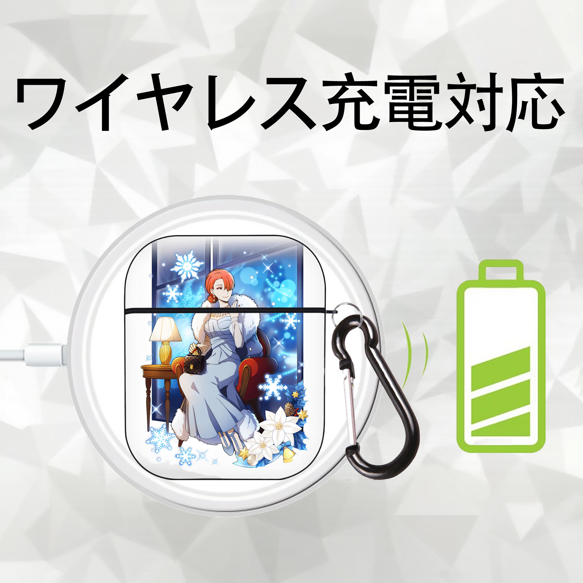 文豪ストレイドッグス Bungo Stray Dogs AirPods 第2世代保護ケース ハードシェル ブラック 耐衝撃・防指紋・カラビナ付き