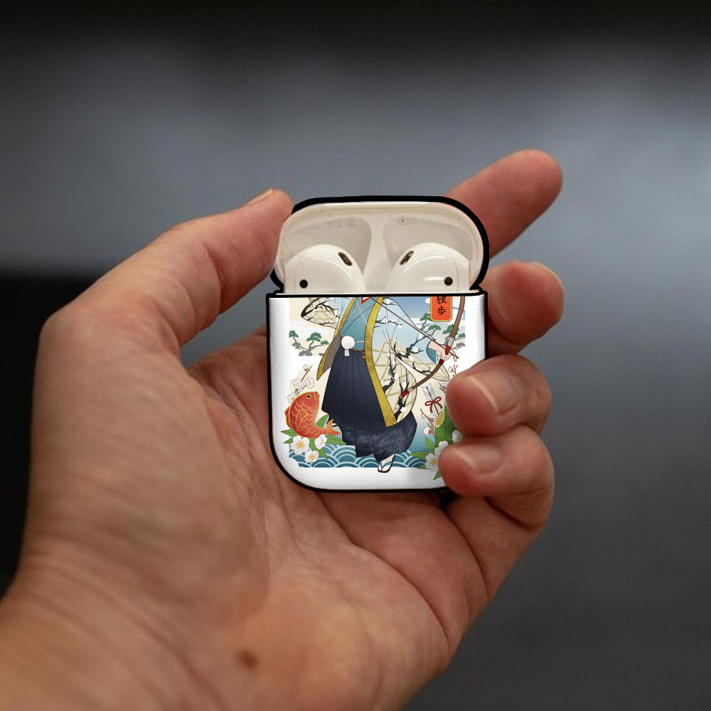 文豪ストレイドッグス Bungo Stray Dogs AirPods 第2世代保護ケース ハードシェル ブラック 耐衝撃・防指紋・カラビナ付き