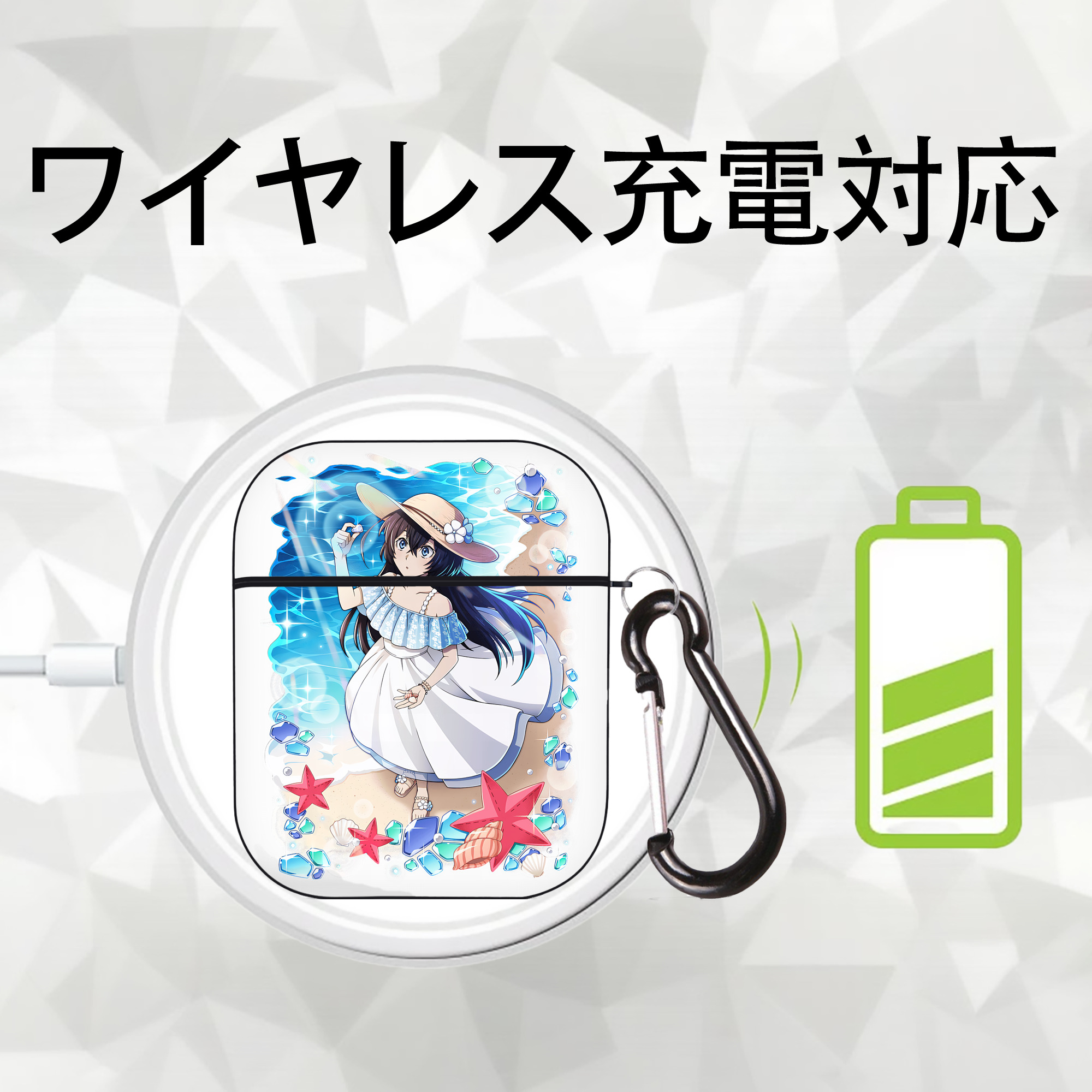 文豪ストレイドッグス Bungo Stray Dogs AirPods 第2世代保護ケース ハードシェル ブラック 耐衝撃・防指紋・カラビナ付き
