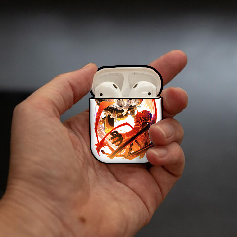 文豪ストレイドッグス Bungo Stray Dogs AirPods 第2世代保護ケース ハードシェル ブラック 耐衝撃・防指紋・カラビナ付き
