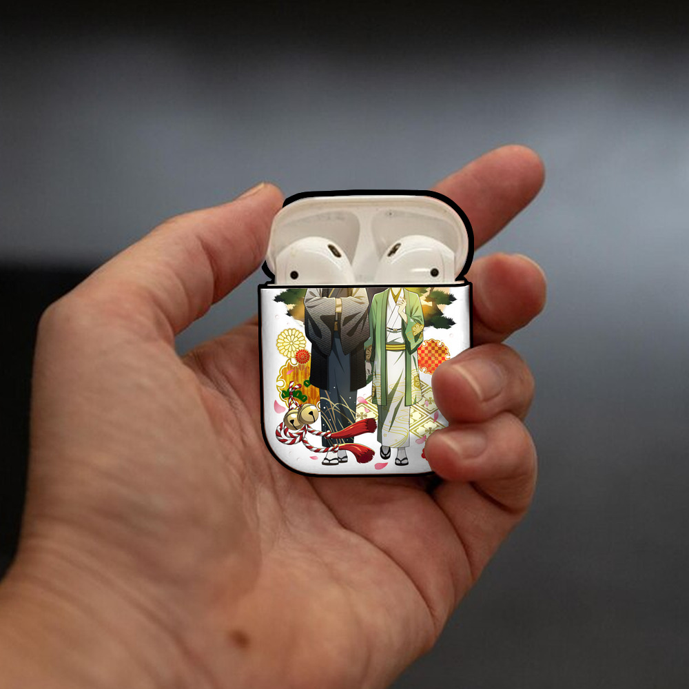 文豪ストレイドッグス Bungo Stray Dogs AirPods 第2世代保護ケース ハードシェル ブラック 耐衝撃・防指紋・カラビナ付き