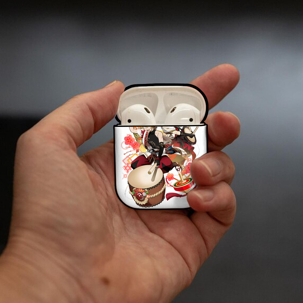 文豪ストレイドッグス Bungo Stray Dogs AirPods 第2世代保護ケース ハードシェル ブラック 耐衝撃・防指紋・カラビナ付き