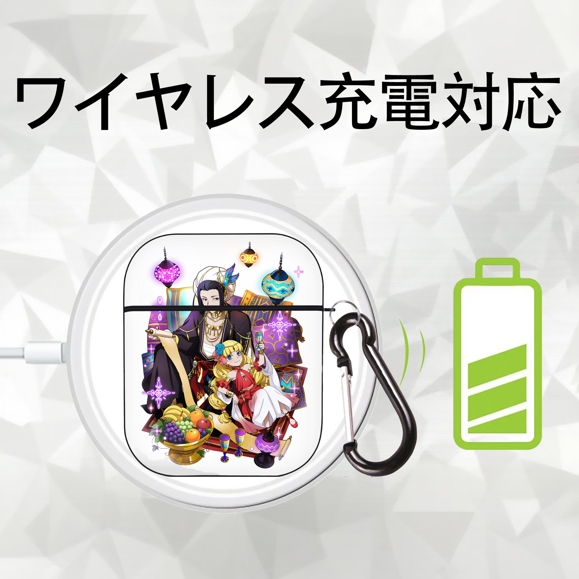 文豪ストレイドッグス Bungo Stray Dogs AirPods 第2世代保護ケース ハードシェル ブラック 耐衝撃・防指紋・カラビナ付き
