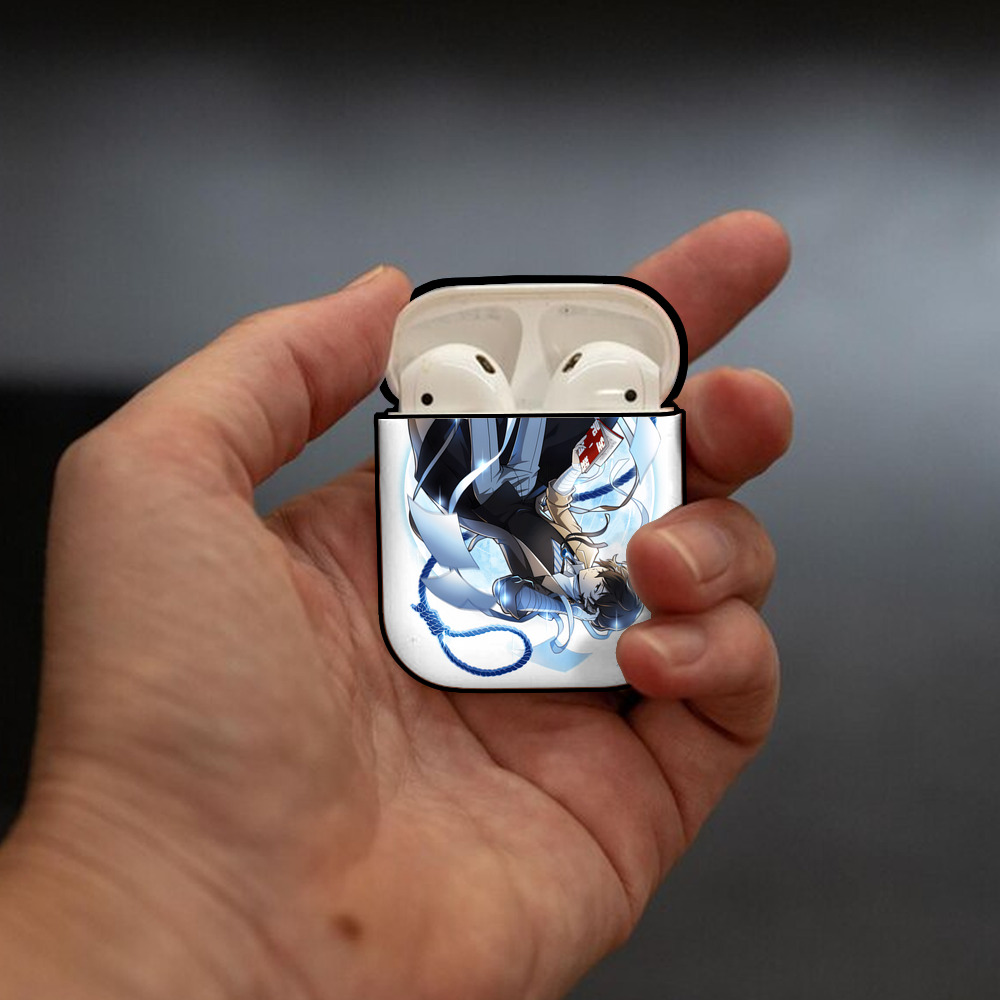 文豪ストレイドッグス Bungo Stray Dogs AirPods 第2世代保護ケース ハードシェル ブラック 耐衝撃・防指紋・カラビナ付き