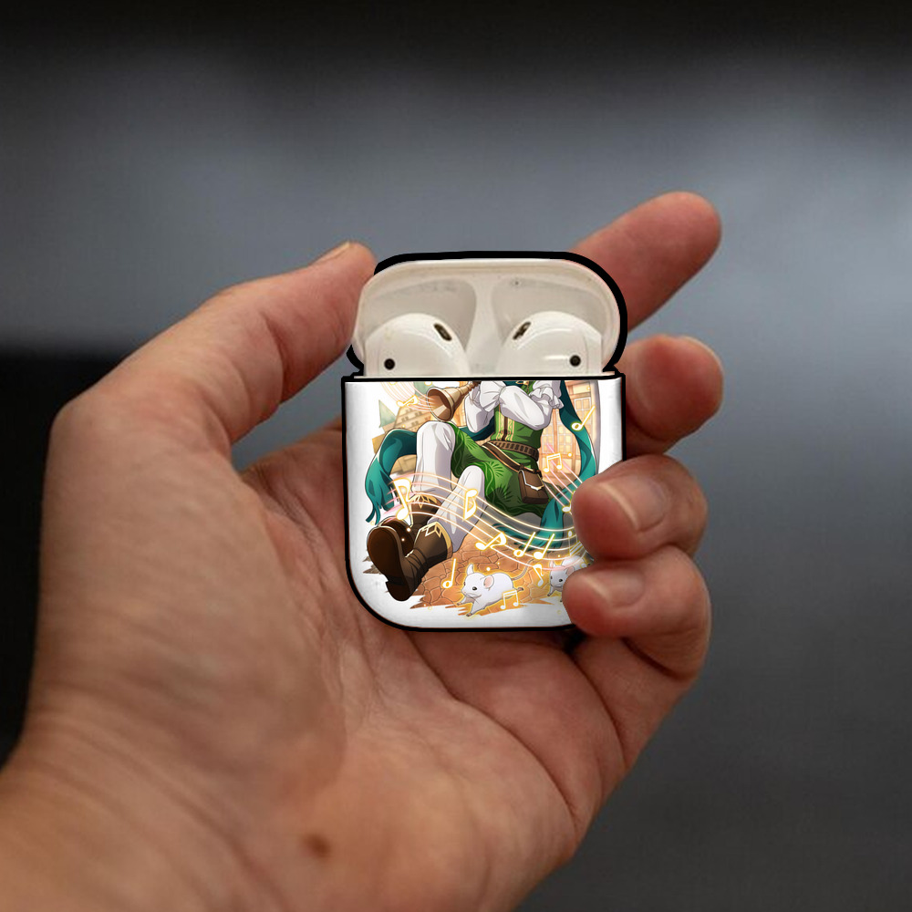 文豪ストレイドッグス Bungo Stray Dogs AirPods 第2世代保護ケース ハードシェル ブラック 耐衝撃・防指紋・カラビナ付き