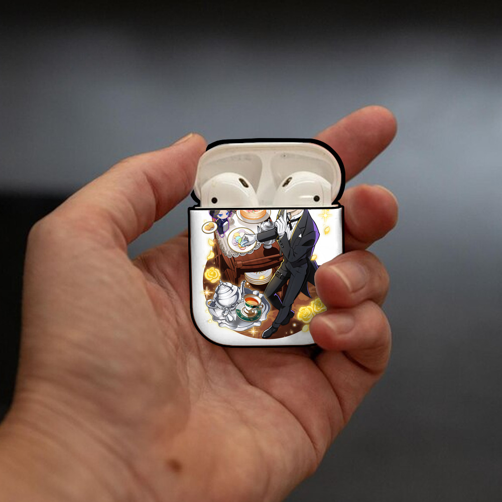 文豪ストレイドッグス Bungo Stray Dogs AirPods 第2世代保護ケース ハードシェル ブラック 耐衝撃・防指紋・カラビナ付き