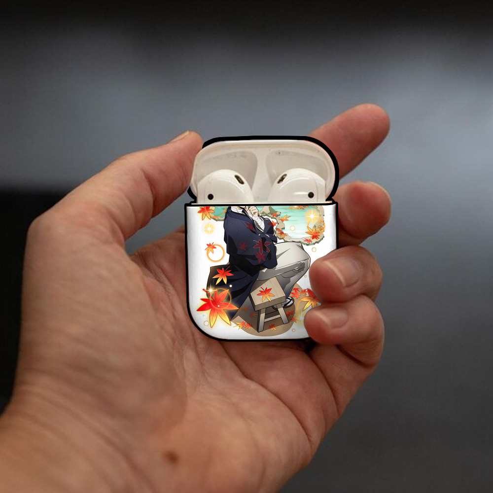 文豪ストレイドッグス Bungo Stray Dogs AirPods 第2世代保護ケース ハードシェル ブラック 耐衝撃・防指紋・カラビナ付き