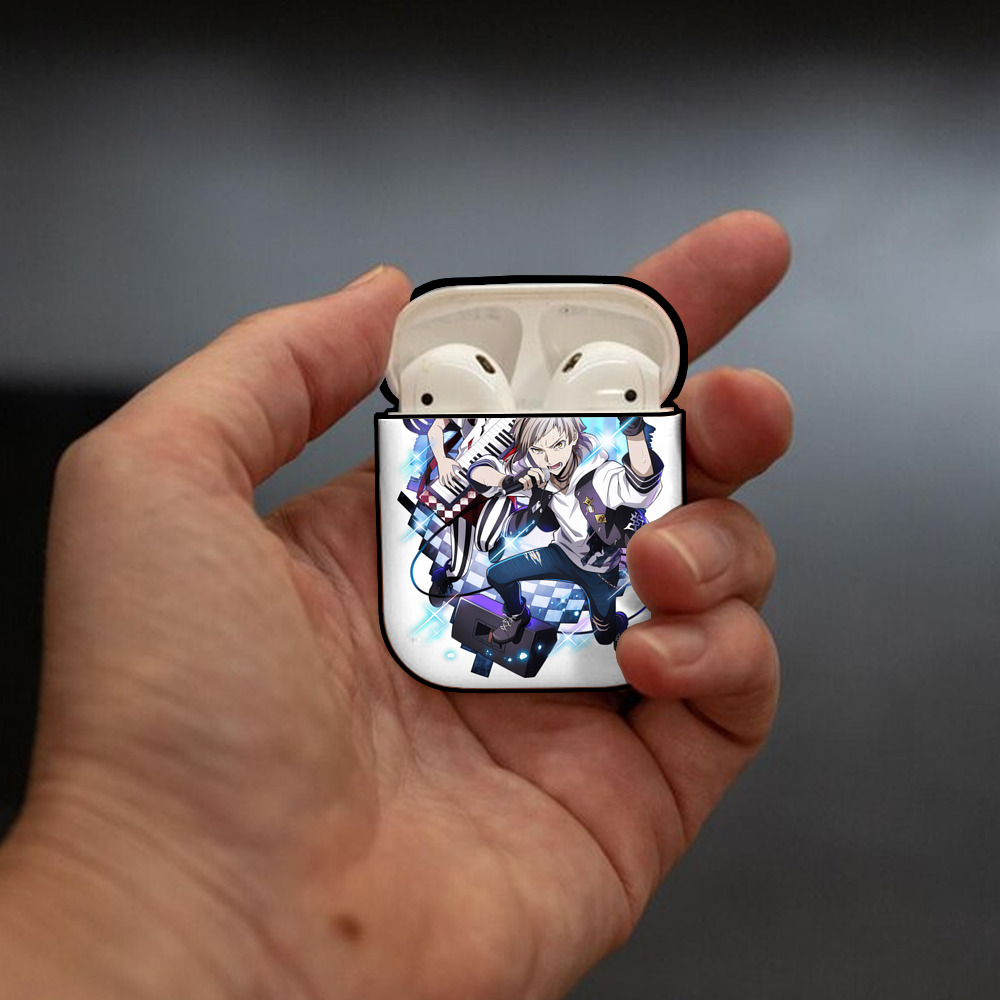 文豪ストレイドッグス Bungo Stray Dogs AirPods 第2世代保護ケース ハードシェル ブラック 耐衝撃・防指紋・カラビナ付き