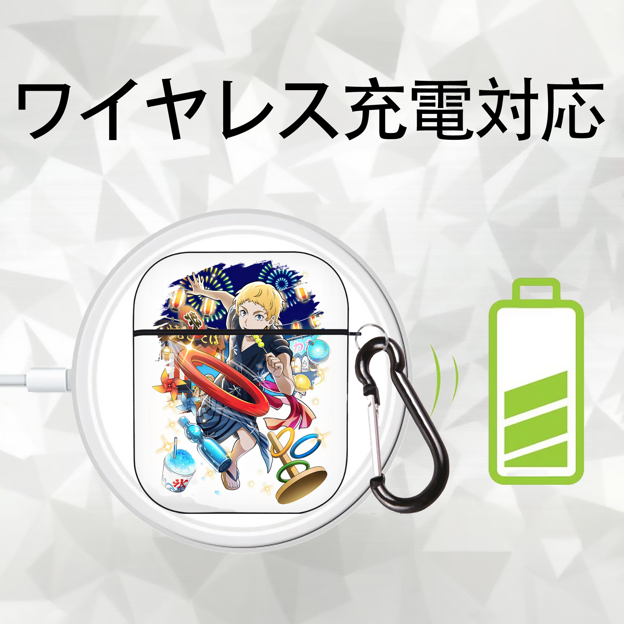 文豪ストレイドッグス Bungo Stray Dogs AirPods 第2世代保護ケース ハードシェル ブラック 耐衝撃・防指紋・カラビナ付き
