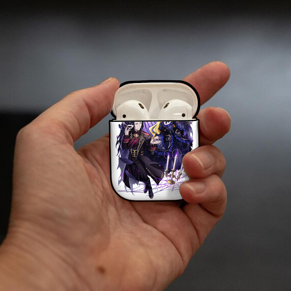 文豪ストレイドッグス Bungo Stray Dogs AirPods 第2世代保護ケース ハードシェル ブラック 耐衝撃・防指紋・カラビナ付き