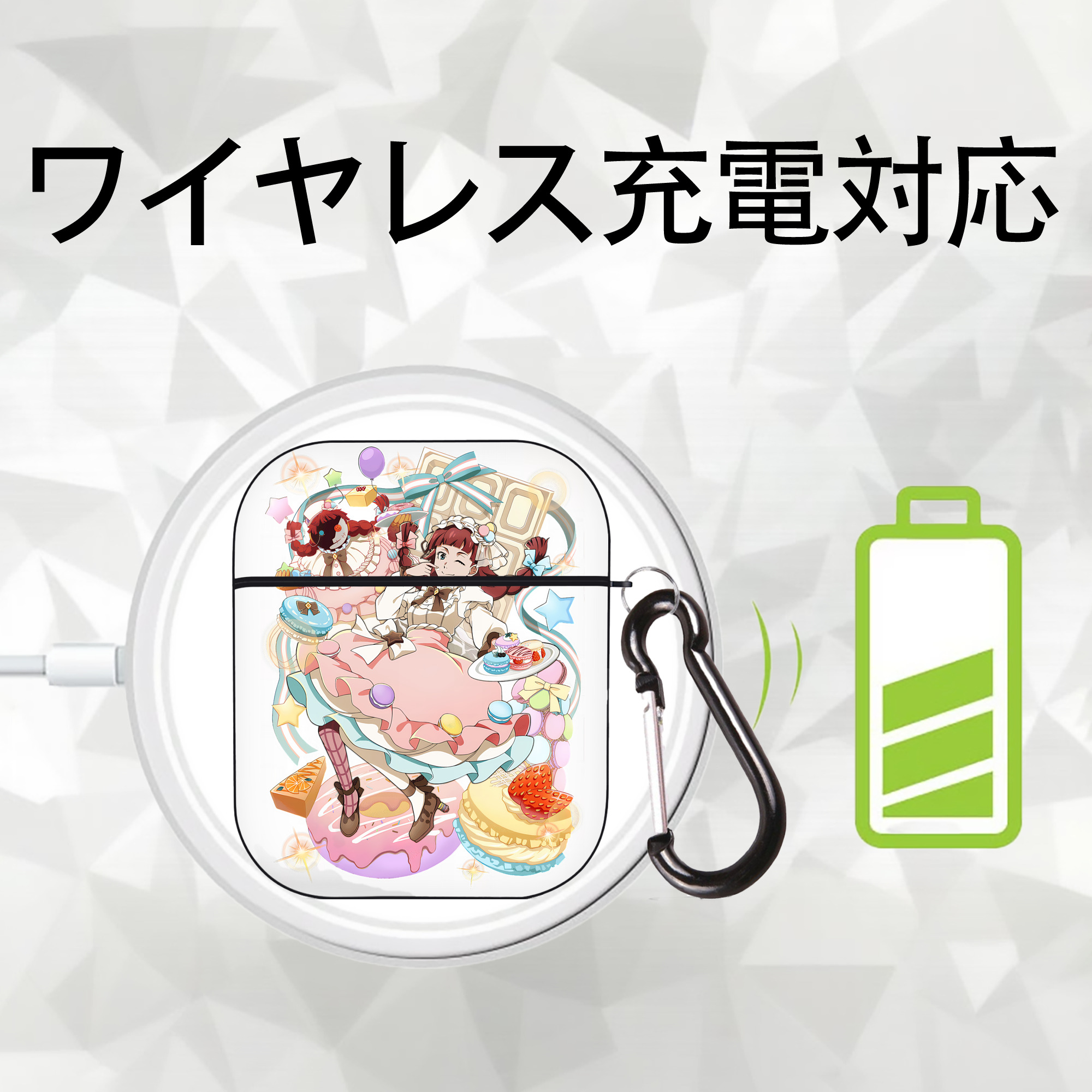 文豪ストレイドッグス Bungo Stray Dogs AirPods 第2世代保護ケース ハードシェル ブラック 耐衝撃・防指紋・カラビナ付き