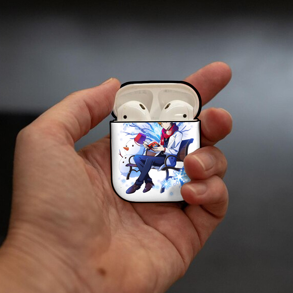 文豪ストレイドッグス Bungo Stray Dogs AirPods 第2世代保護ケース ハードシェル ブラック 耐衝撃・防指紋・カラビナ付き