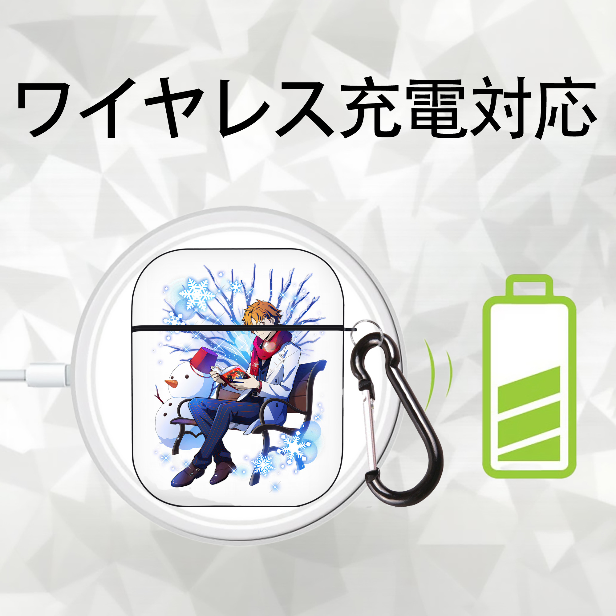 文豪ストレイドッグス Bungo Stray Dogs AirPods 第2世代保護ケース ハードシェル ブラック 耐衝撃・防指紋・カラビナ付き