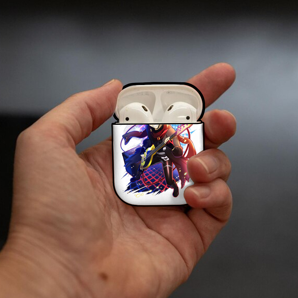 文豪ストレイドッグス Bungo Stray Dogs AirPods 第2世代保護ケース ハードシェル ブラック 耐衝撃・防指紋・カラビナ付き