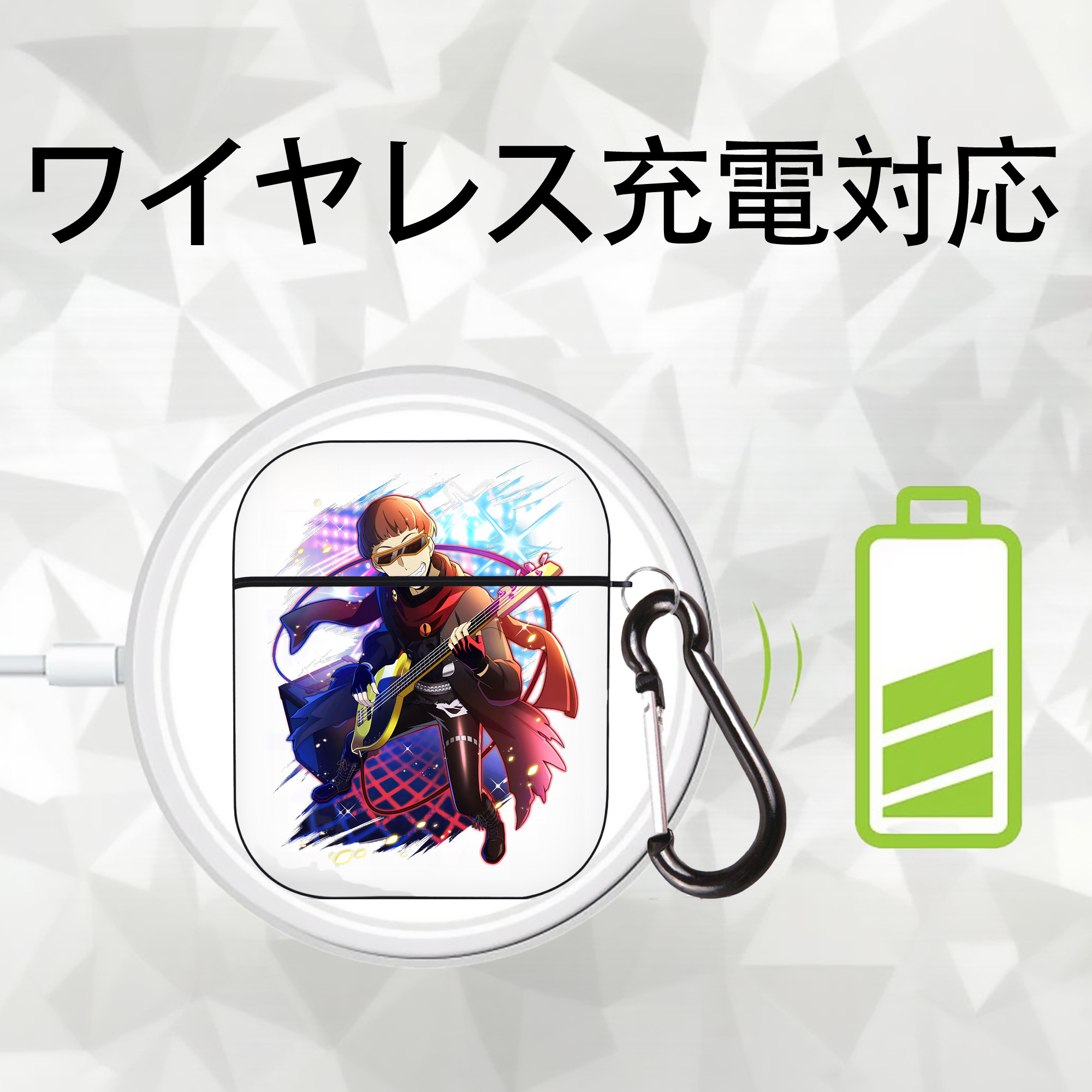 文豪ストレイドッグス Bungo Stray Dogs AirPods 第2世代保護ケース ハードシェル ブラック 耐衝撃・防指紋・カラビナ付き