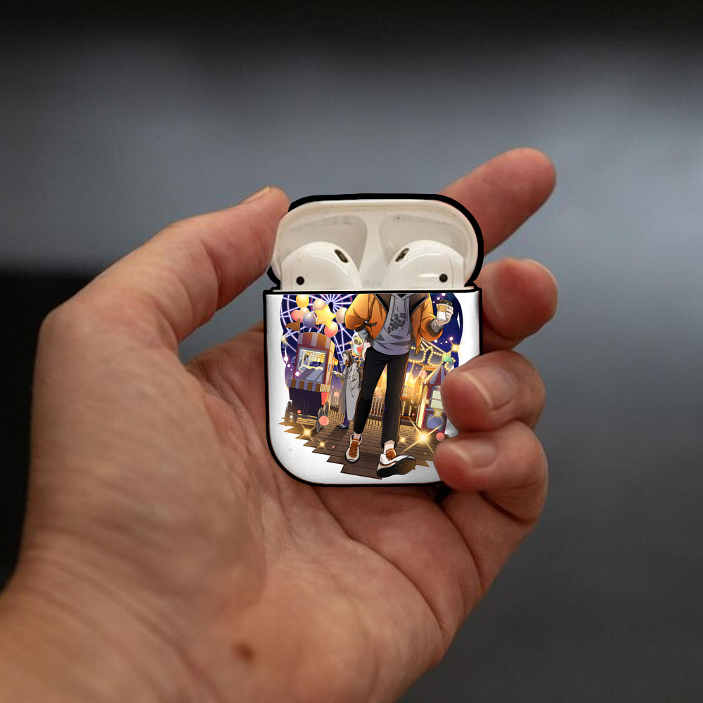 文豪ストレイドッグス Bungo Stray Dogs AirPods 第2世代保護ケース ハードシェル ブラック 耐衝撃・防指紋・カラビナ付き