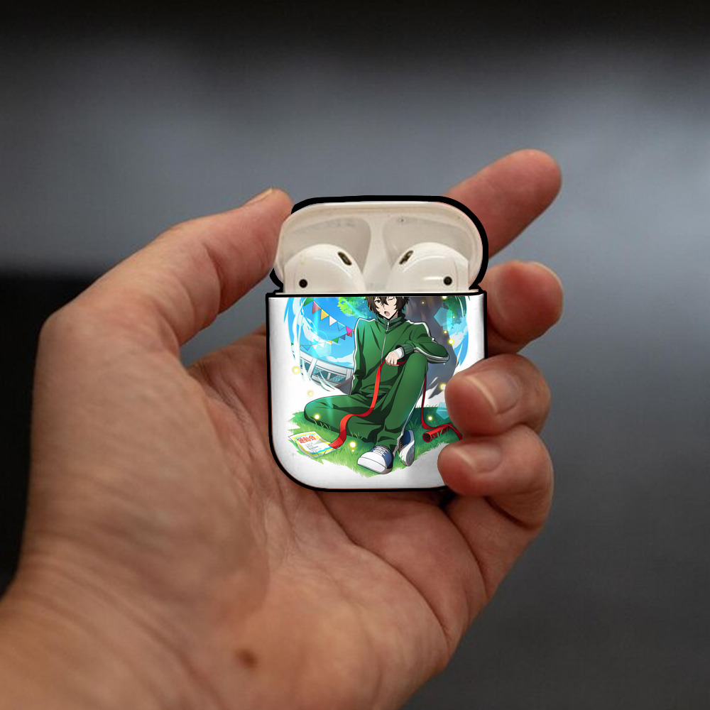 文豪ストレイドッグス Bungo Stray Dogs AirPods 第2世代保護ケース ハードシェル ブラック 耐衝撃・防指紋・カラビナ付き