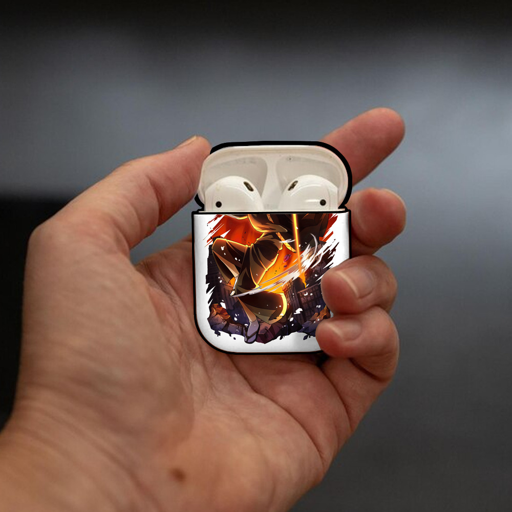 文豪ストレイドッグス Bungo Stray Dogs AirPods 第2世代保護ケース ハードシェル ブラック 耐衝撃・防指紋・カラビナ付き