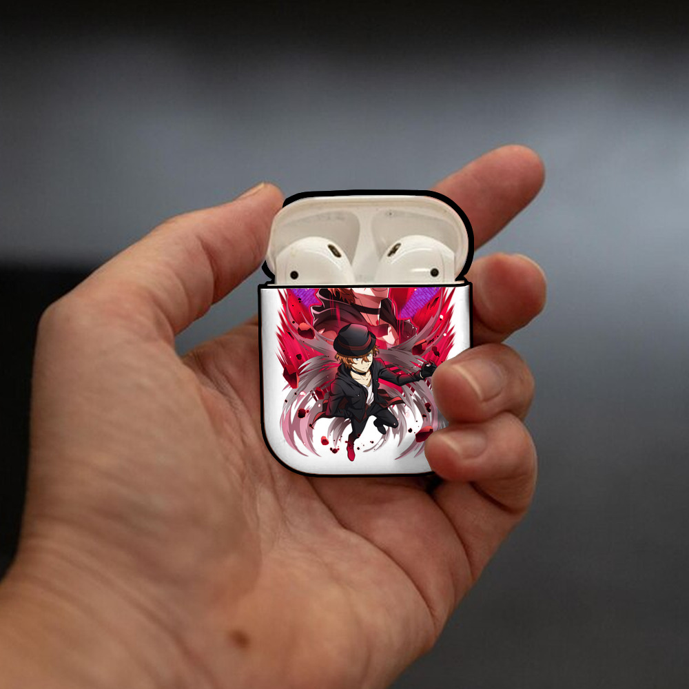 文豪ストレイドッグス Bungo Stray Dogs AirPods 第2世代保護ケース ハードシェル ブラック 耐衝撃・防指紋・カラビナ付き