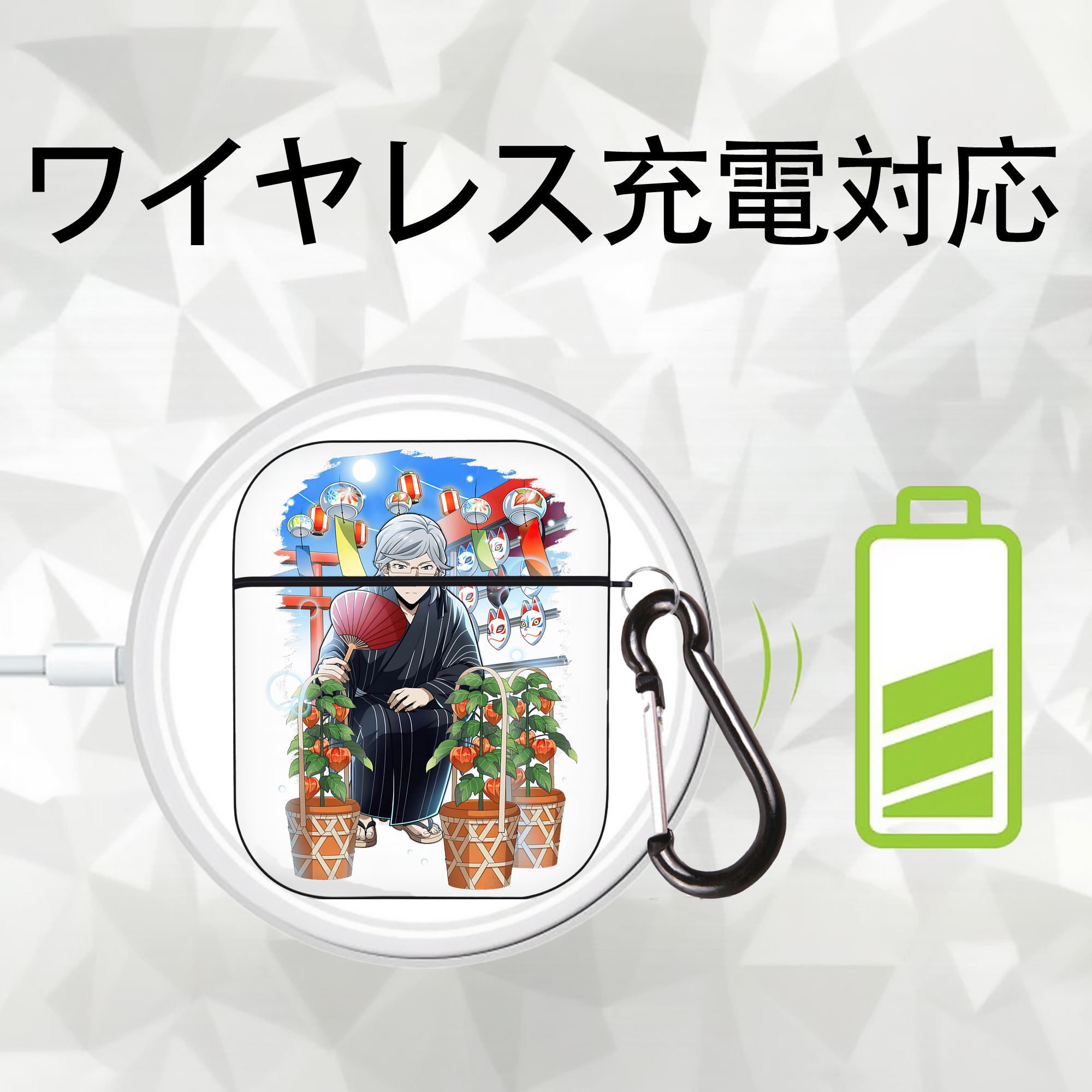 文豪ストレイドッグス Bungo Stray Dogs AirPods 第2世代保護ケース ハードシェル ブラック 耐衝撃・防指紋・カラビナ付き