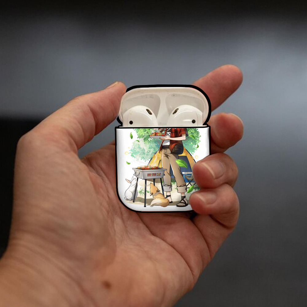 文豪ストレイドッグス Bungo Stray Dogs AirPods 第2世代保護ケース ハードシェル ブラック 耐衝撃・防指紋・カラビナ付き