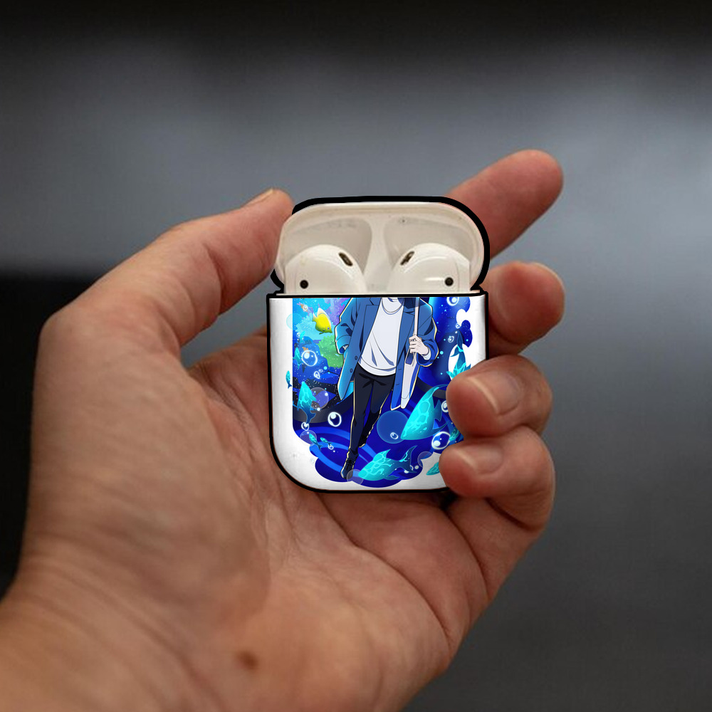 文豪ストレイドッグス Bungo Stray Dogs AirPods 第2世代保護ケース ハードシェル ブラック 耐衝撃・防指紋・カラビナ付き