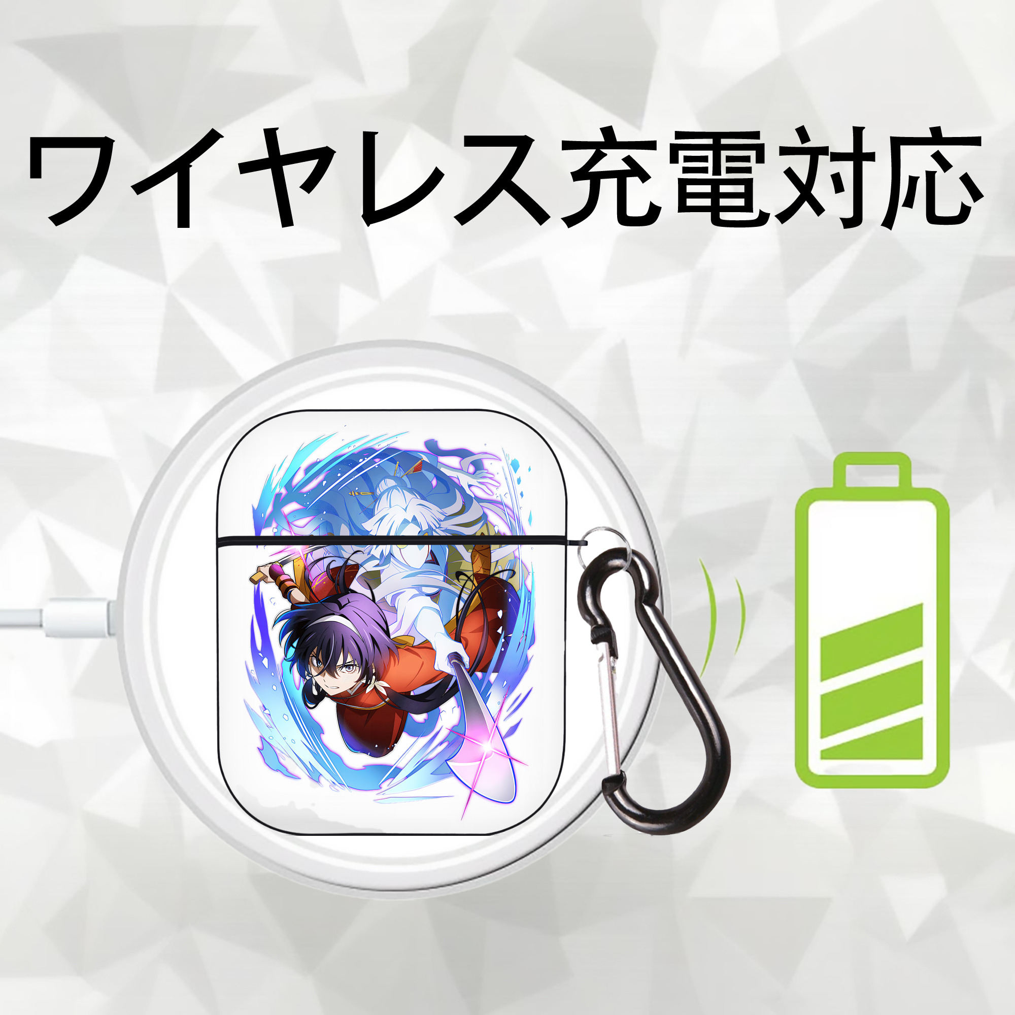 文豪ストレイドッグス Bungo Stray Dogs AirPods 第2世代保護ケース ハードシェル ブラック 耐衝撃・防指紋・カラビナ付き
