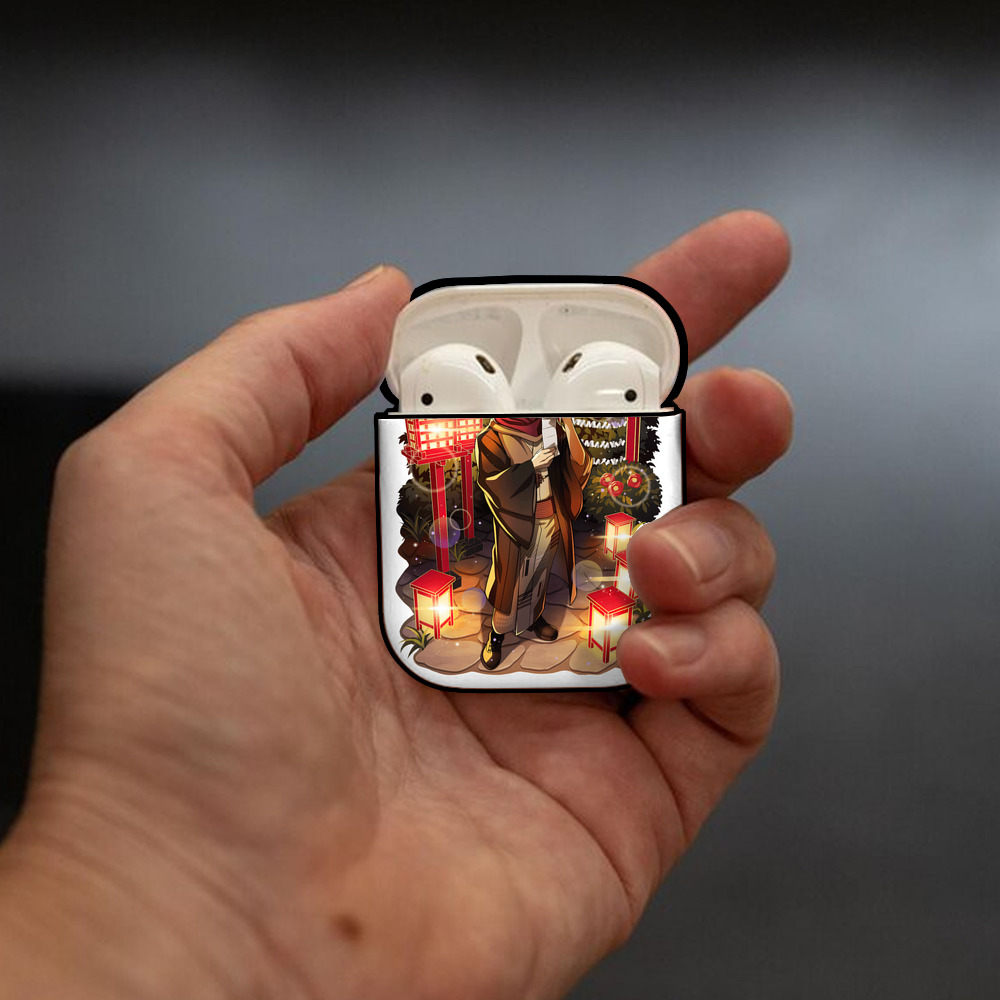 文豪ストレイドッグス Bungo Stray Dogs AirPods 第2世代保護ケース ハードシェル ブラック 耐衝撃・防指紋・カラビナ付き