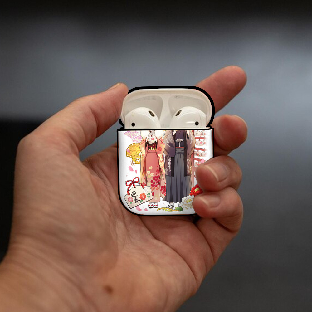 文豪ストレイドッグス Bungo Stray Dogs AirPods 第2世代保護ケース ハードシェル ブラック 耐衝撃・防指紋・カラビナ付き