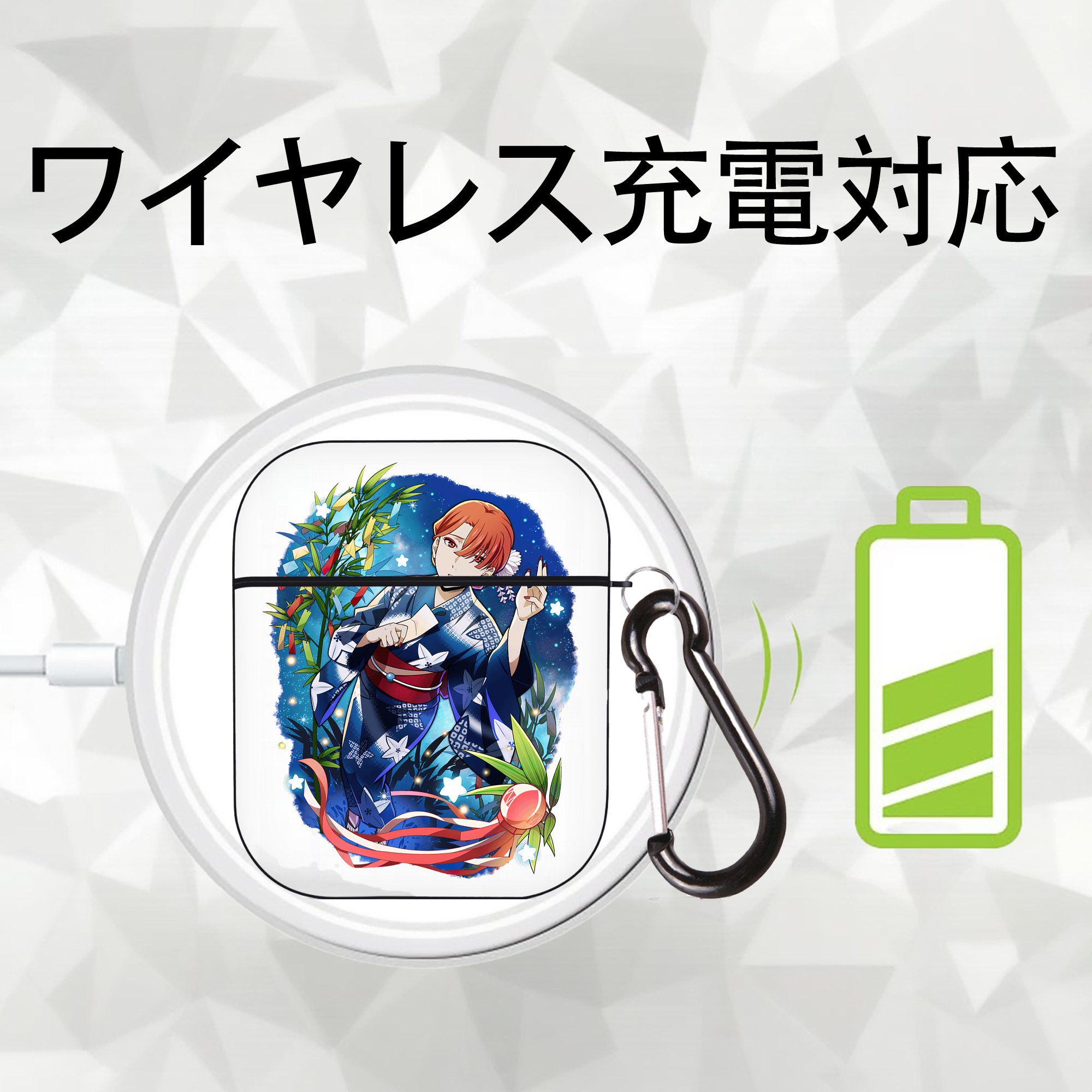 文豪ストレイドッグス Bungo Stray Dogs AirPods 第2世代保護ケース ハードシェル ブラック 耐衝撃・防指紋・カラビナ付き
