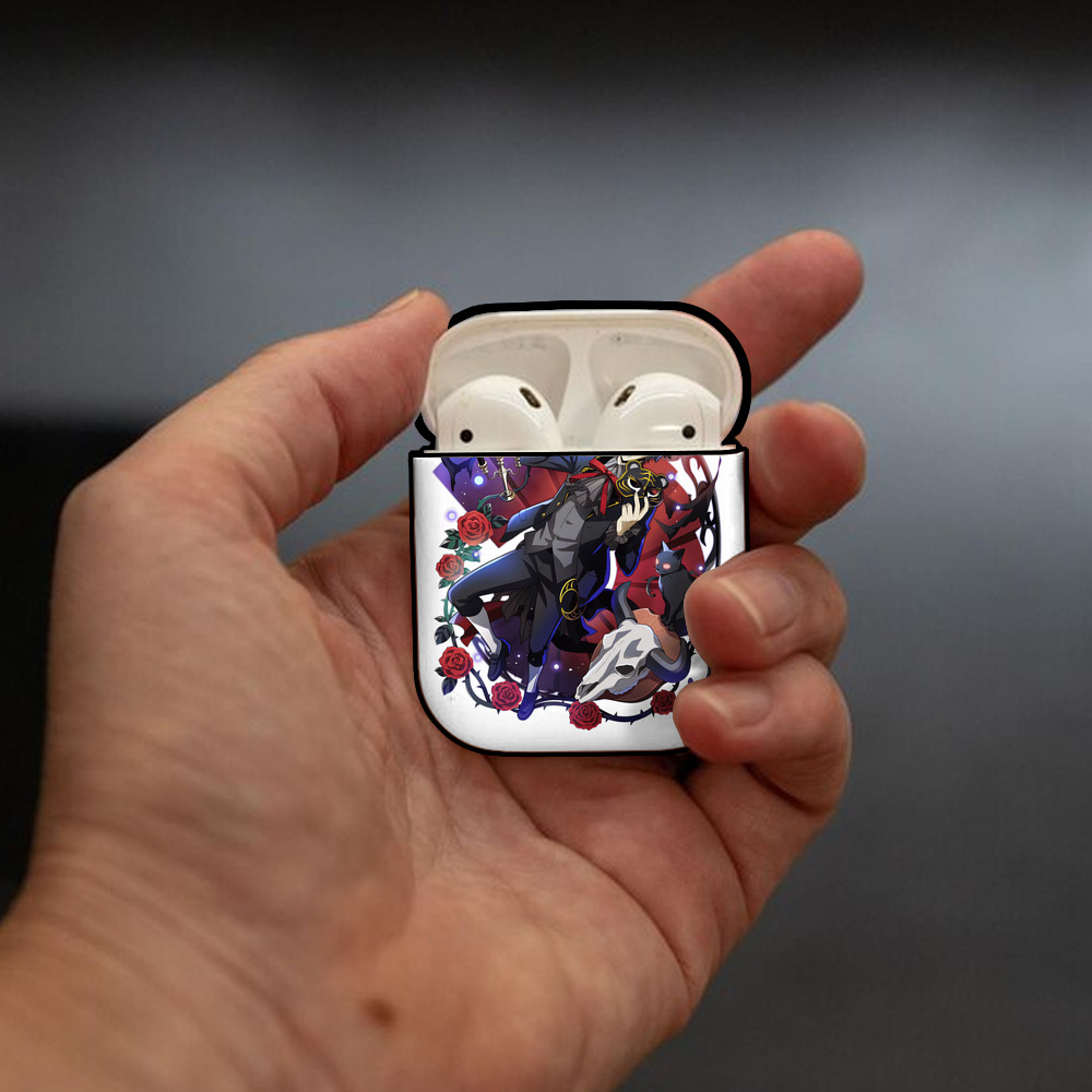 文豪ストレイドッグス Bungo Stray Dogs AirPods 第2世代保護ケース ハードシェル ブラック 耐衝撃・防指紋・カラビナ付き