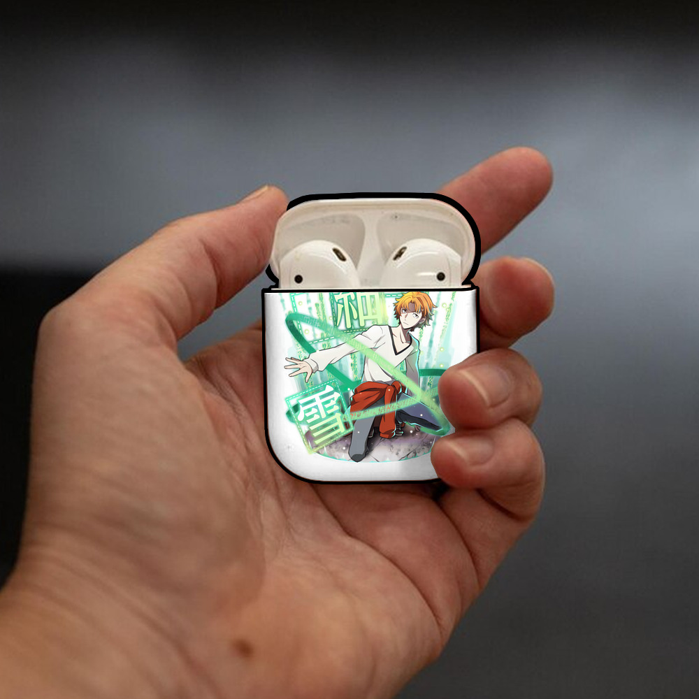 文豪ストレイドッグス Bungo Stray Dogs AirPods 第2世代保護ケース ハードシェル ブラック 耐衝撃・防指紋・カラビナ付き