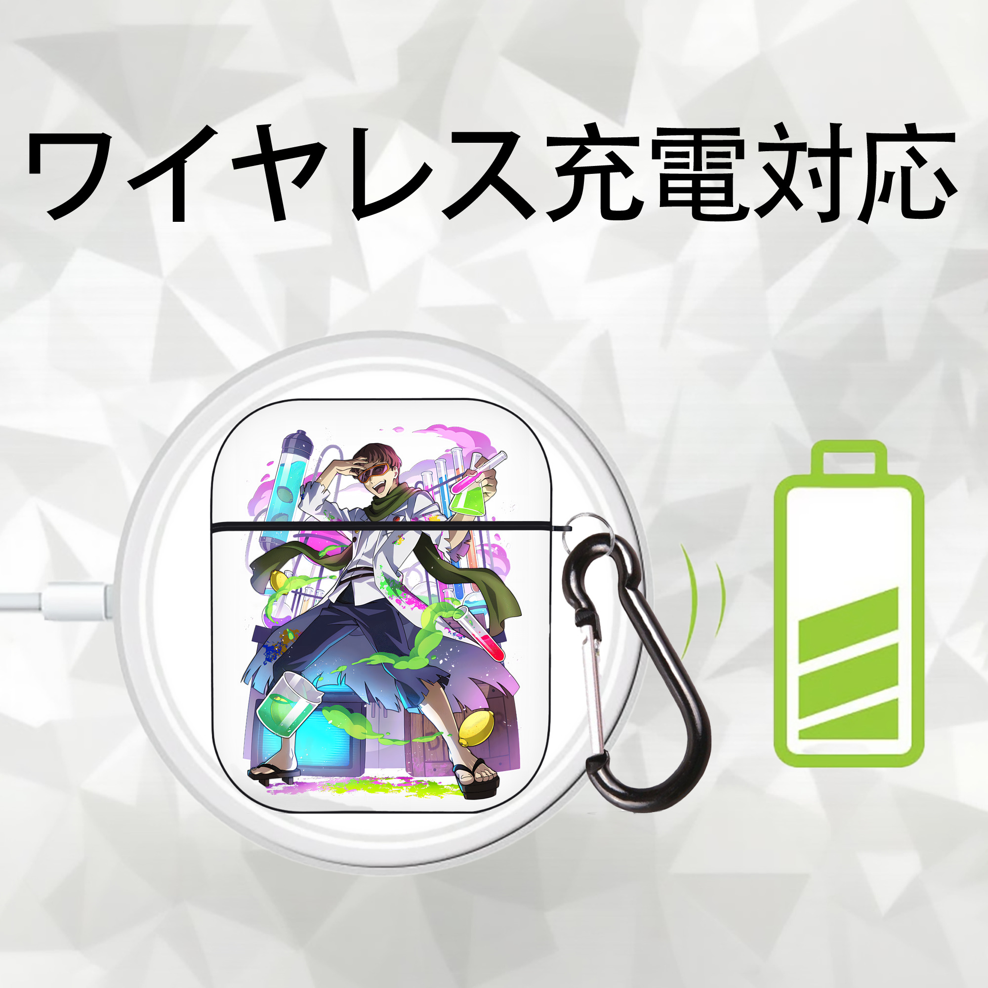 文豪ストレイドッグス Bungo Stray Dogs AirPods 第2世代保護ケース ハードシェル ブラック 耐衝撃・防指紋・カラビナ付き