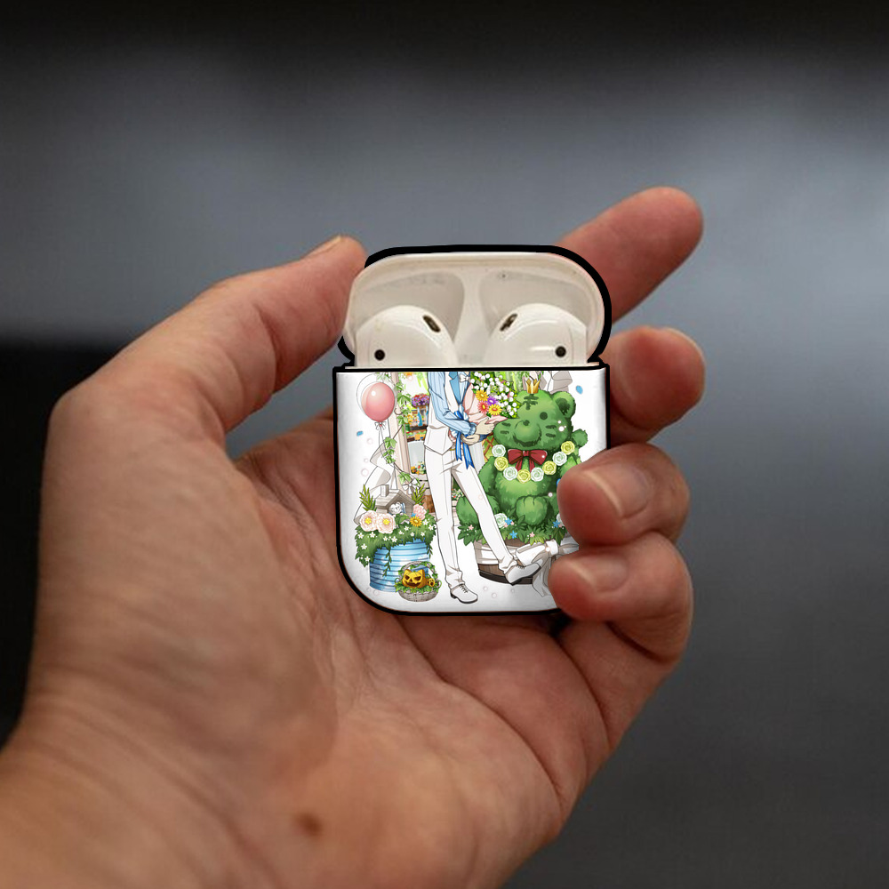 文豪ストレイドッグス Bungo Stray Dogs AirPods 第2世代保護ケース ハードシェル ブラック 耐衝撃・防指紋・カラビナ付き